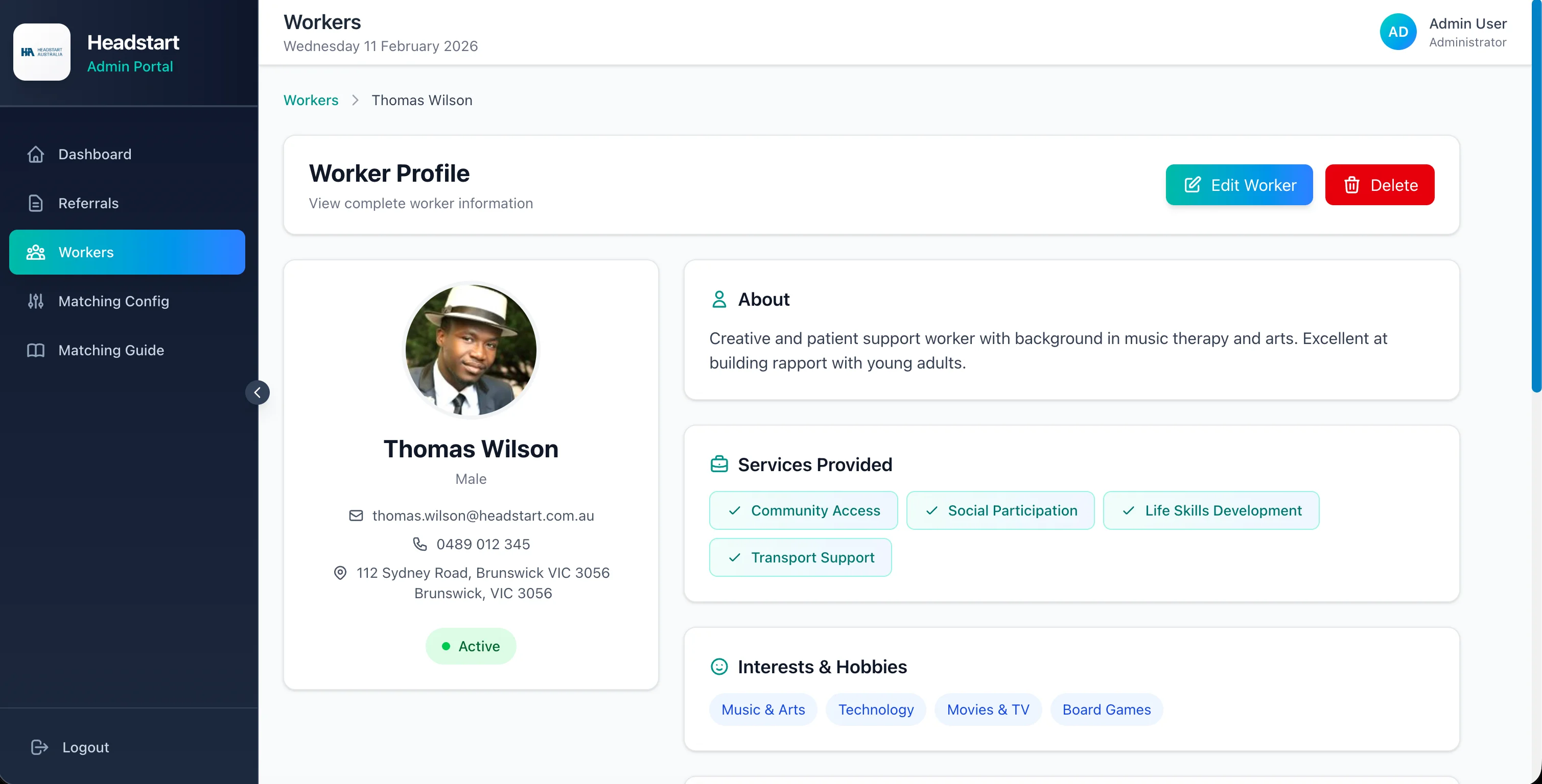 HeadStart Worker Profile
